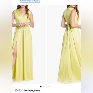 Dress the Population, silk, lime dress with slit. New with tags.